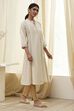 Fuchsia Cotton Printed A-Line Kurta image number 4