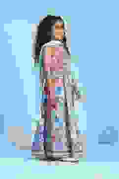 Light Pink Viscose Rayon Flared Printed Lehenga Set image number 5