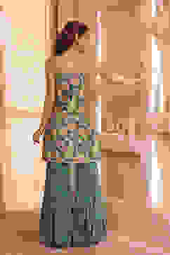 Green Viscose Chinon Printed Straight Suit Set image number 6