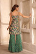 Green Viscose Chinon Printed Straight Suit Set image number 6
