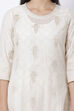 Off White Chanderi Cotton Flared Suit Set image number 1