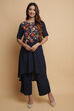 Navy Rayon Asymmetric Kurta Pants Set image number 0