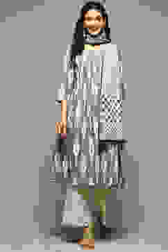 Green Cotton Blend Straight Yarndyed 2 Piece Set image number 6