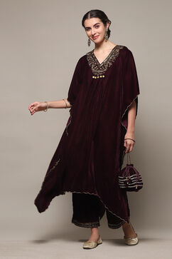 Purple Art Silk A-Line Kurta Palazzo Suit Set image number 0