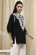 Black Embroidered Straight Short Kurta image number 4