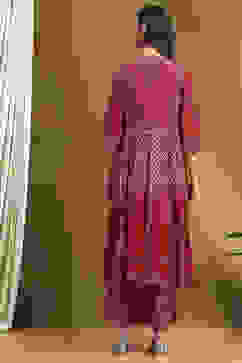 Red Modal Festive Anarkali Fusion Suit Set image number 4