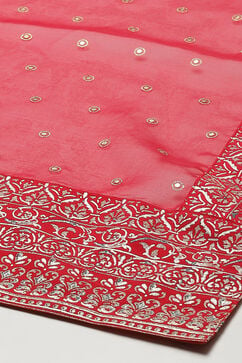 Red Silk Anarkali Kurta Churidar Suit Set image number 3