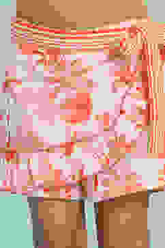 White and Pink Cotton Top with Wrap Shorts Set image number 2