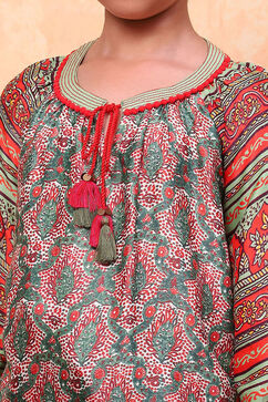 Green Viscose Blend Printed Top and Pant Set image number 1