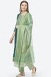 Turquoise Cotton Blend Hand Embroidered Unstitched Suit Set image number 5