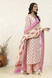 Pink Cotton Printed Unstitched Suit Set image number 6