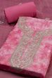 Old-Rose Organza Rajasthani Print Unstitched Suit Set image number 1