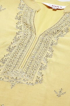 Yellow Cotton Blend Straight Kurta Suit Set image number 5