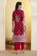 Off White Cotton Straight Suit Set image number 5