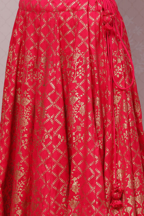 Fuchsia Flared Art Silk Skirts image number 1