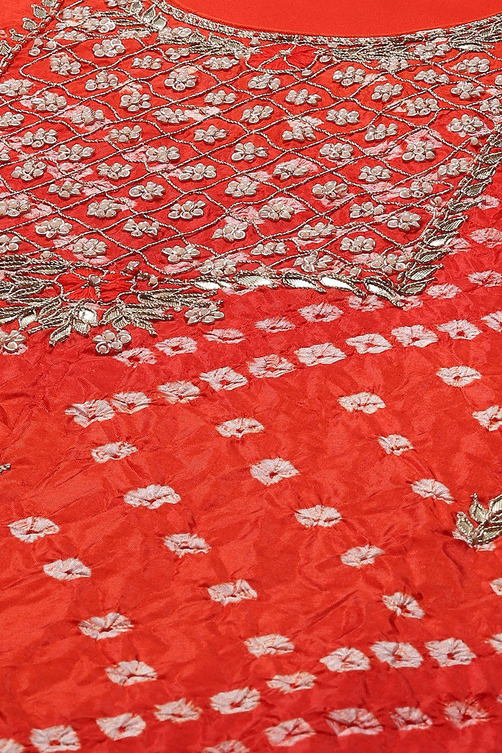 Orange Silk Blend Unstitched Suit set image number 2