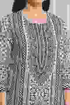 White Cotton Printed Straight Kurta image number 1