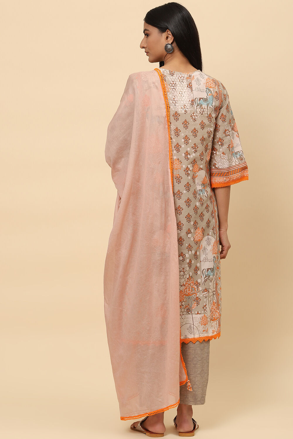 Blush Brown Poly Cotton Straight Suit Set image number 4