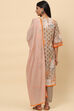 Grey Cotton Art Silk Straight Kurta Slim Pant Suit Set image number 4