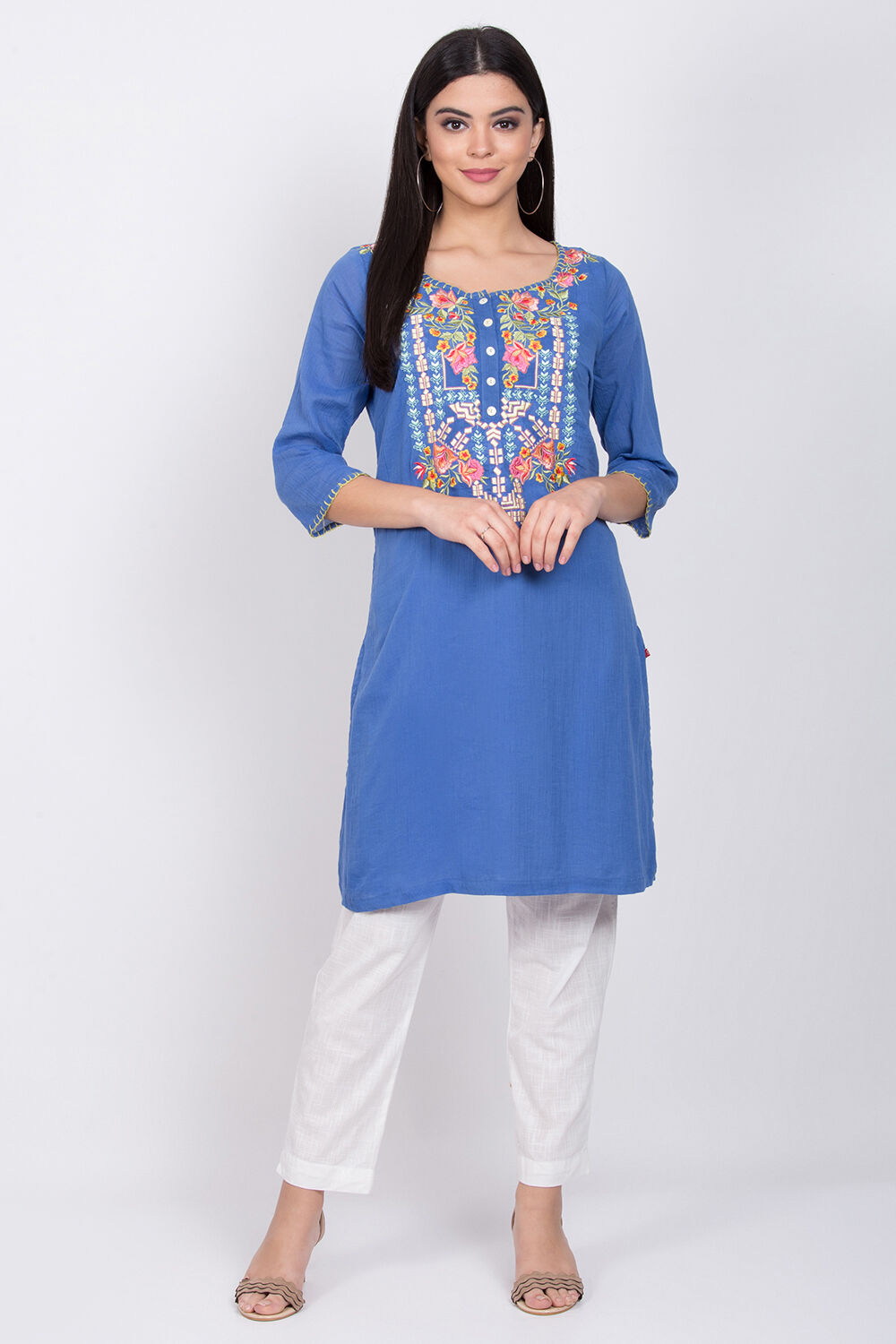 Blue Straight Kurta image number 0