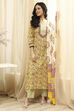 Green Cotton Screen Print Unstitched Suit Set image number 1
