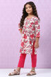 Off White Cotton Flared Printed Kurta Set image number 5