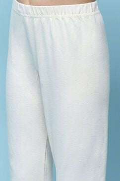 Ivory Cotton Blend Flared Kurta Churidar Suit Set Suit Set image number 2