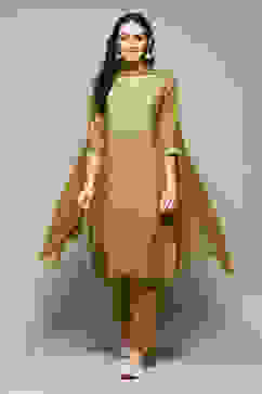 Lime Green Rayon Straight Embroidery Kurta Slim Pant Suit Set image number 7