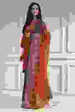 Orange Solid Straight Suit Set image number 3