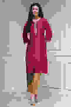 Wine Magenta Solid Straight Kurta image number 5