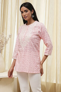 Pink Cotton Yarn Dyed Short Kurta image number 2