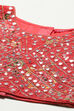 Red Polyester Short Kurta Printed Suit Set