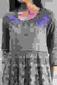 Lilac Cotton Printed Anarkali Suit Set image number 1