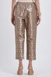 Grey & Gold Poly Metallic Cotton Yarndyed Pant image number 4