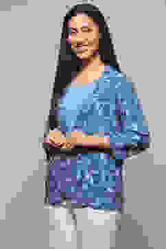 Electric Blue Rayon Straight Jacket image number 3