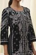 Black Pure Cotton Printed Straight Kurta image number 1