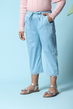 Blue Cotton Blend Capris image number 2