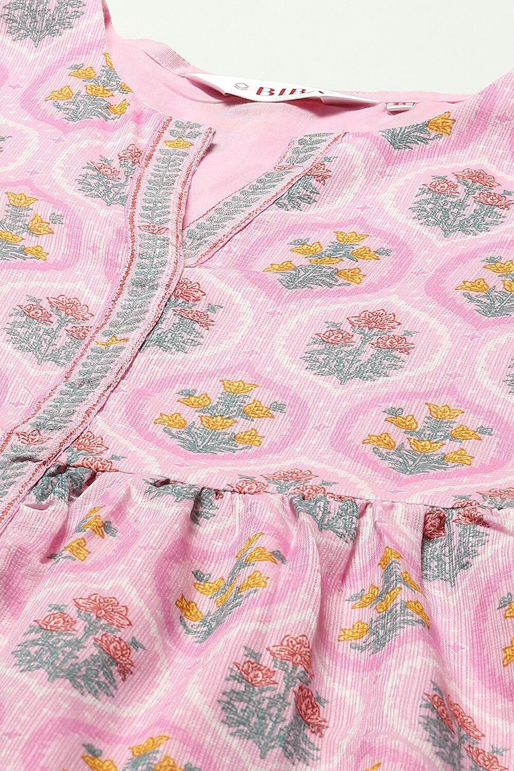 White Cotton Blend Gathered Kurta Suit Set image number 1