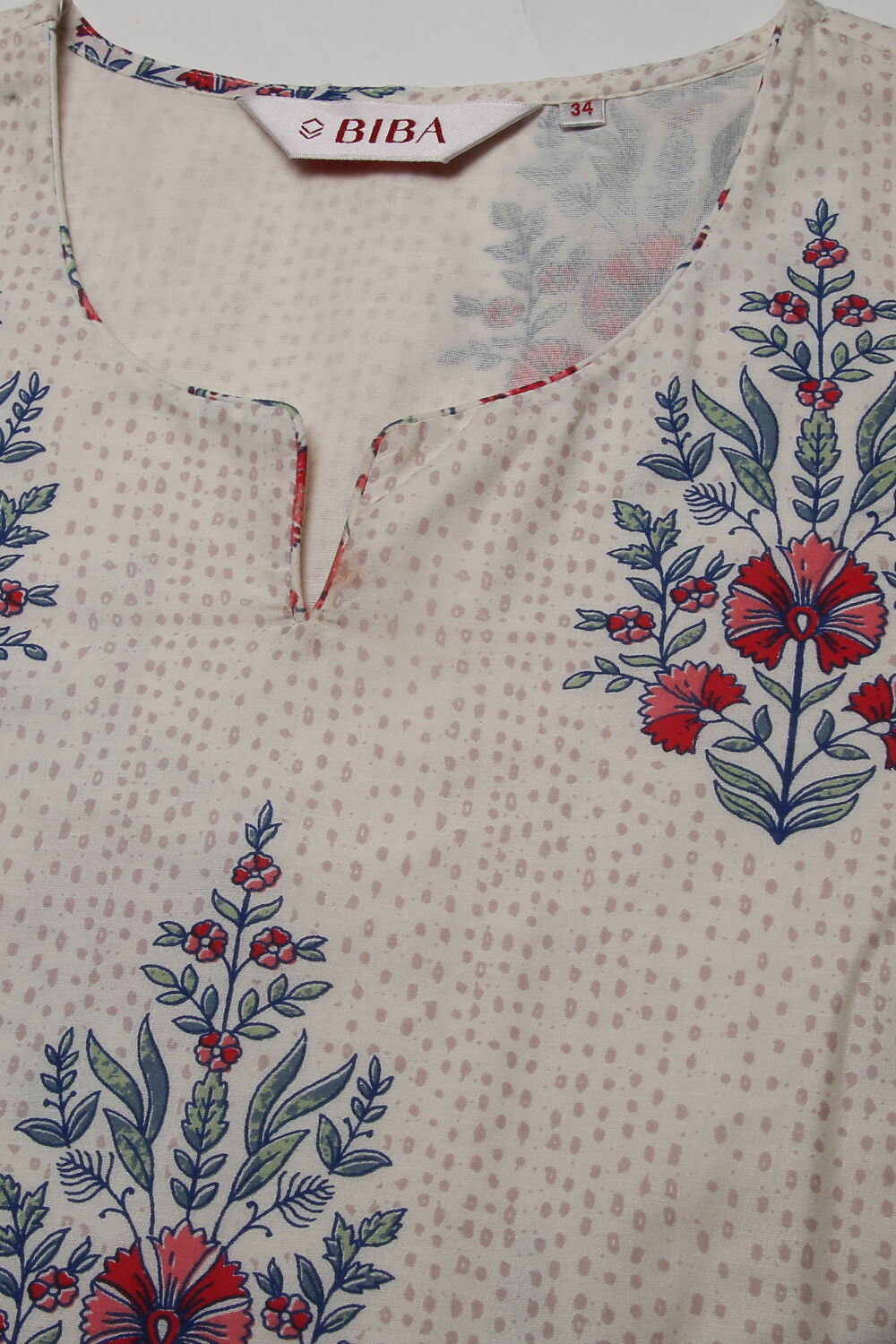 Off White Cotton Straight Kurta Regular Pant Suit Set image number 1