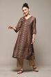 Brown Poly Viscose Straight Printed Kurta image number 0