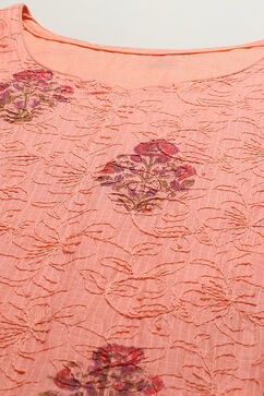 Peach Cotton Blend Unstitched Suit Set image number 2