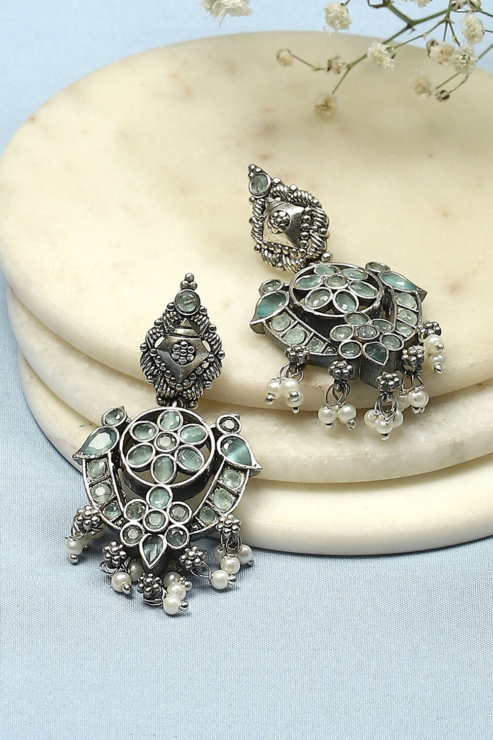 Mint Green Brass earrings image number 0