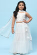 White Nylon Straight Lehenga Set image number 0