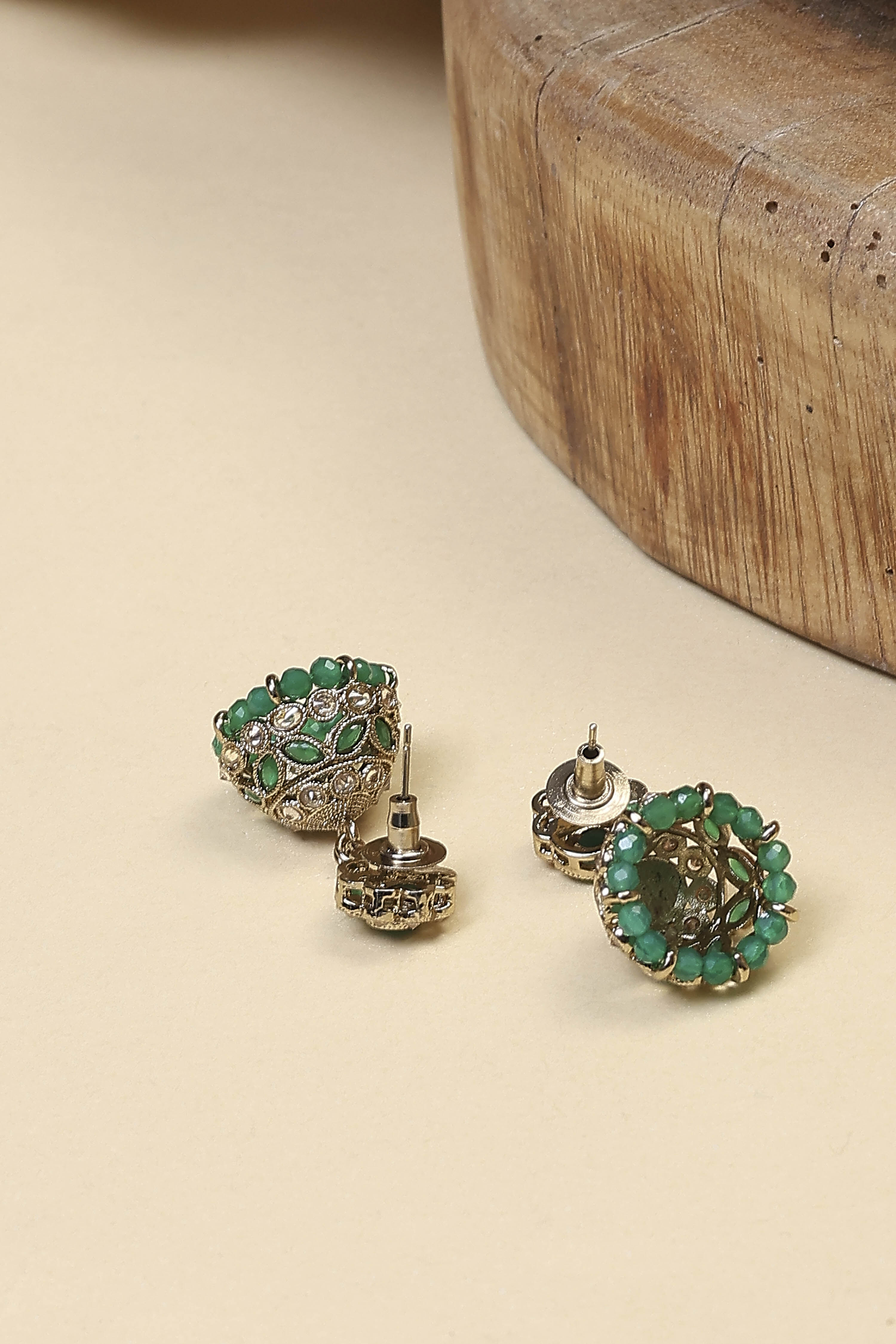 Green Brass Jhumka image number 2