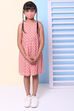 Peach Cotton Flared Printed Dress image number 2