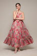 Coral Polyester Tiered Dress