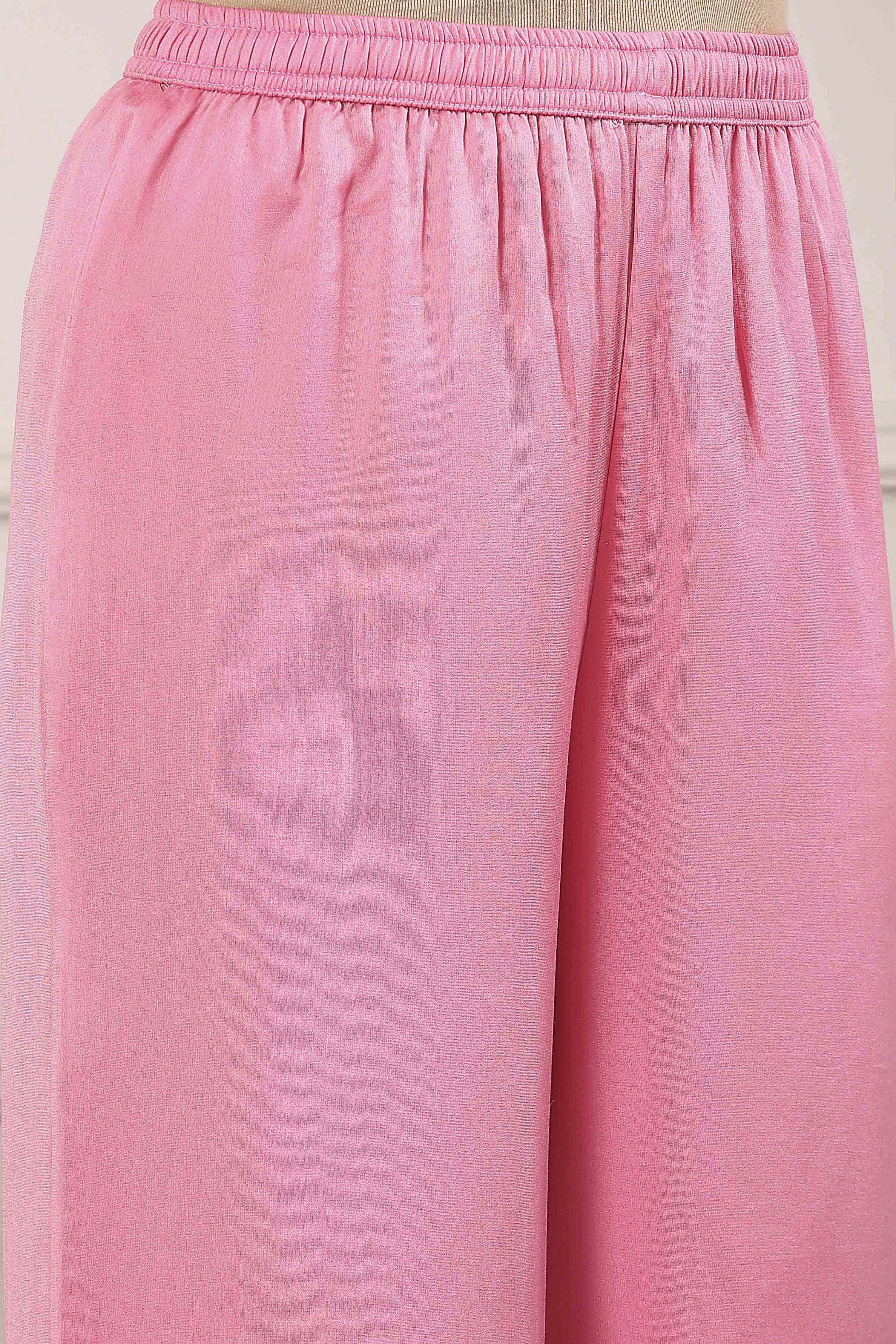 Rose Pink Cotton Silk Embroidered Anarkali Suit Set image number 2