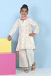 White Poly Chanderi Floral Printed A-Line Suit Set image number 6
