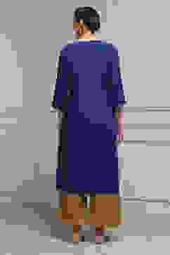 Blue Viscose Rayon Straight Dyed Kurta image number 3