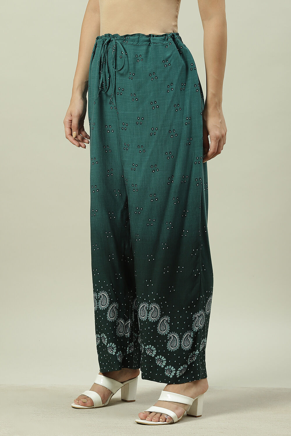 Green Rayon Palazzo image number 3